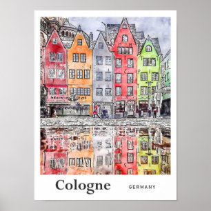 Köln Deutschland Reise Aquarell Skizze Poster