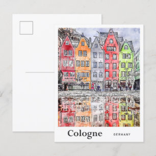 Köln Deutschland Reise Aquarell Skizze Postkarte
