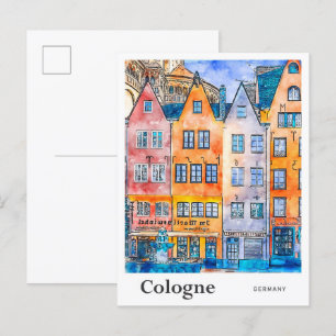 Köln Deutschland Reise Wasserfarbe Handgezeichnet Postkarte