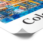 Köln Deutschland Reisen Wasserfarbenhandzeichnung Poster (Ecke)