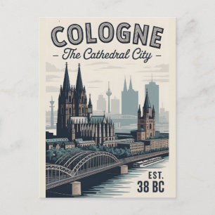 Köln Deutschland Retro-Skyline Stadtansicht Reise  Postkarte