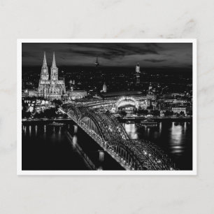 Köln Deutschland Skyline Nachtfotografie Postkarte