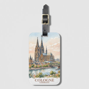Köln Deutschland Stadt Kölner Dom Aquarell Skyline Gepäckanhänger