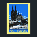 Köln Köln retro Vintage Reise-Anzeige Postkarte<br><div class="desc">Aus unserem Poster mit dem gleichen Namen. Ein neues, qualitativ hochwertiges Digitalbild, das im traditionellen Stil von Retro-Plakaten zeichne und den Dom (Dom) und den Rhein zeigt. Köln (Köln), die viertgrößte Stadt Deutschlands (nach Berlin, Hamburg und München), ist die größte Stadt sowohl im Bundesstaatlichen Staat Nordrhein-Westfalen als auch im Metropolitan...</div>