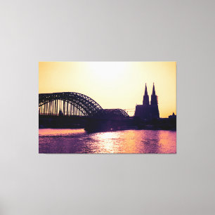Köln Panorama Sunset mit Kölner Dom Leinwanddruck