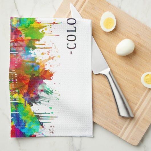 Köln Skyline Geschirrtuch (Viertel Falte)