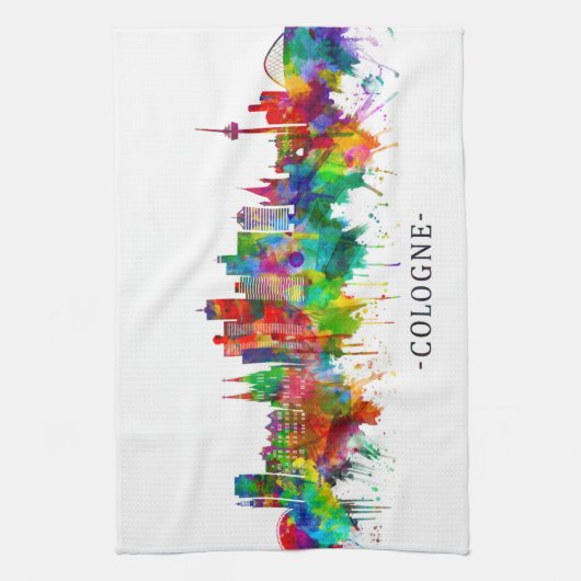 Köln Skyline Geschirrtuch (Vertikal)