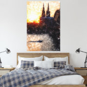 Köln Skyline mit Kölner Dom Sunset Artstyle Leinwanddruck (Insitu (Schlafzimmer))