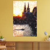 Köln Skyline mit Kölner Dom Sunset Artstyle Leinwanddruck (Insitu (Wohnzimmer))