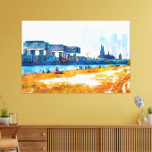 Köln Skyline Panorama colour SketchArt Leinwanddruck (Insitu (Wohnzimmer))