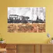 Köln Skyline Panorama mit Dom SketchArt Leinwanddruck (Insitu (Wohnzimmer))