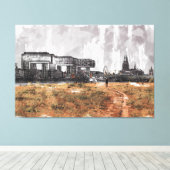 Köln Skyline Panorama mit Dom SketchArt Leinwanddruck (Insitu (Holzboden))