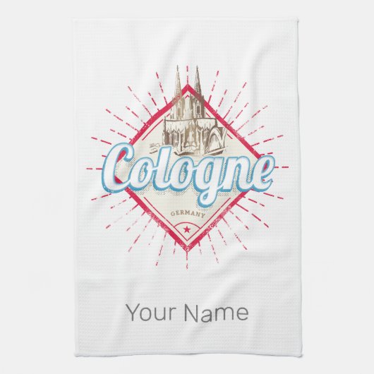Köln Stadt Deutschland Retro Kathedrale Vintag Geschirrtuch (Vertikal)