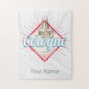 Köln Stadt Deutschland Retro Kathedrale Vintag Puzzle