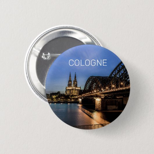 Köln Stadtbild Deutschland Dom Night Souvenir Button (Vorne & Hinten)