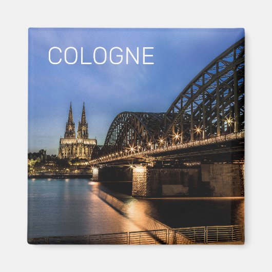Köln Stadtbild Deutschland Dom Night Souvenir Magnet (Vorne)