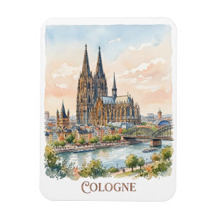 Kölner Deutschland Kathedrale Aquarell Stadt Skyli Magnet