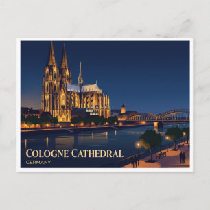 Kölner Dom bei Nacht Deutschland Postkarte