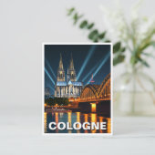 Kölner Dom Deutschland Night Travel Postkarte (Stehend Vorderseite)