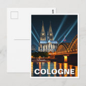 Kölner Dom Deutschland Night Travel Postkarte (Vorne/Hinten)