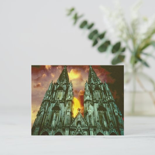 Kölner Dom mit Sonne Postkarte (Stehend Vorderseite)