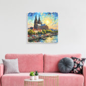 Kölner Dom Ufer Glow Leinwand Kunst (Insitu (Wohnzimmer))