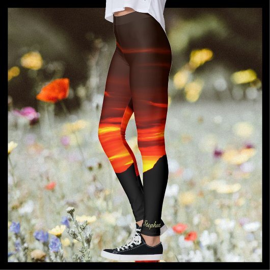 Kolob Sunset, roter Goldname auf Ankle Leggings