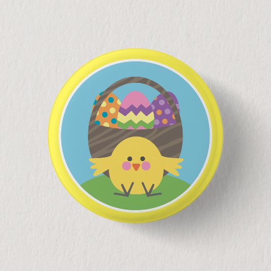Koloful Chick and Ostereier Ostereier Party Button (Vorderseite)