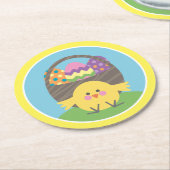 Koloful Chick and Ostereier Ostereier Party Runder Pappuntersetzer (Angewinkelt)