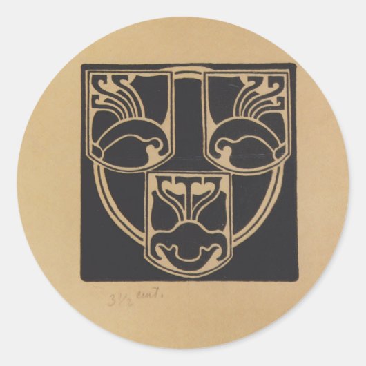 Koloman Moser - Entwurf des Emblems Runder Aufkleber (Vorderseite)