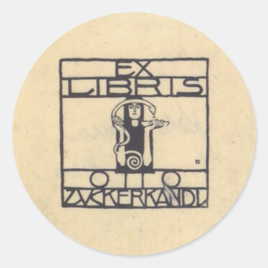 Koloman Moser- Exlibris für Otto Zuckerkandl Runder Aufkleber (Vorderseite)