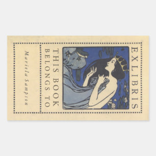 Koloman Moser Princess and Frog Book Labels Rechteckiger Aufkleber