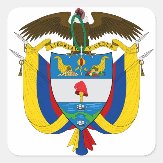Kolombieemblem Quadratischer Aufkleber (Vorderseite)