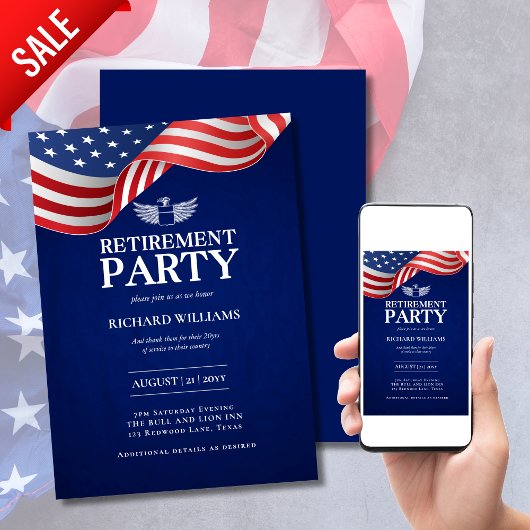 KOLONEL-RTIREMENT Silberadler-Flügel Militär Einladung