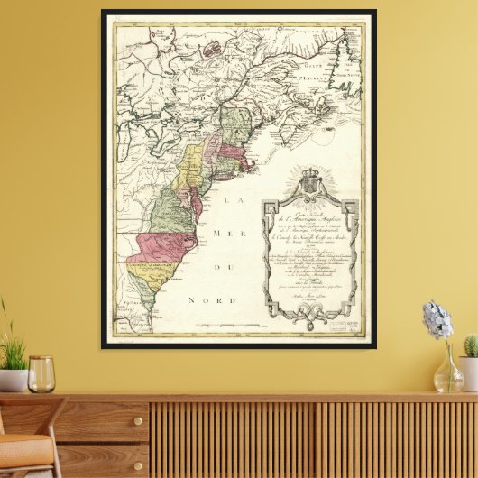 Kolonial America Map von Matthaus Lotter (1776) Leinwanddruck (Insitu (Wohnzimmer))