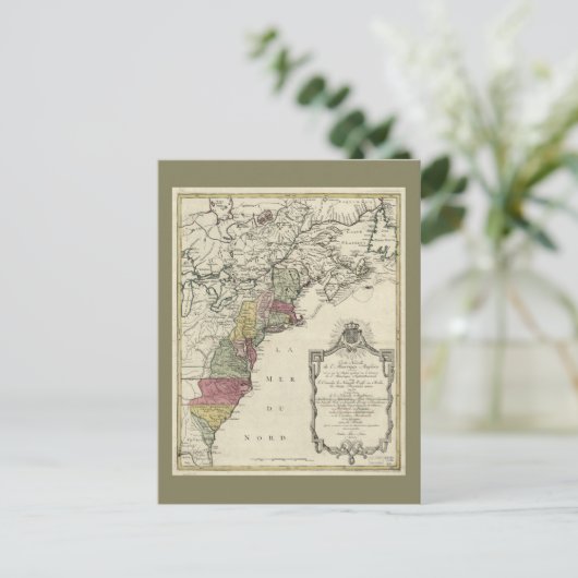 Kolonial America Map von Matthaus Lotter (1776) Postkarte (Stehend Vorderseite)