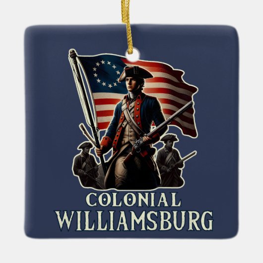 Kolonial-Williamsburg-Kolonialsoldat Vintag Keramikornament (Vorderseite)
