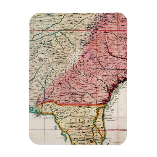 KOLONIALAMERIKA-KARTE, 1733 MAGNET (Vertikal)