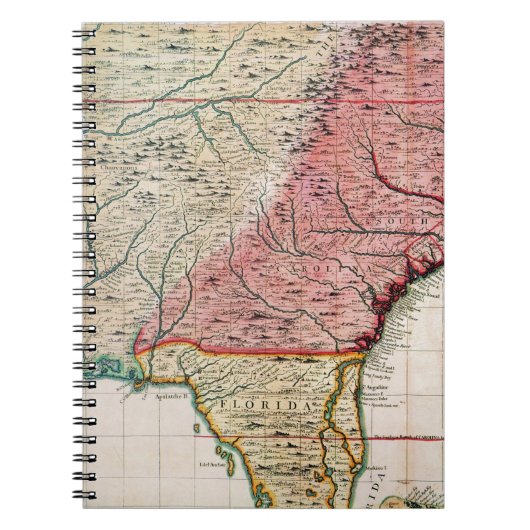 KOLONIALamerika-KARTE, 1733 Notizblock (Vorderseite)