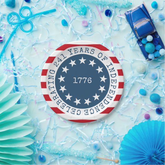 Kolonialamerikanische Flagge 1776 Patriotisch Pappteller (Party)