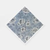 Kolonialblau-Schwarz-Blume | Paper Napkins Serviette (Ecke)