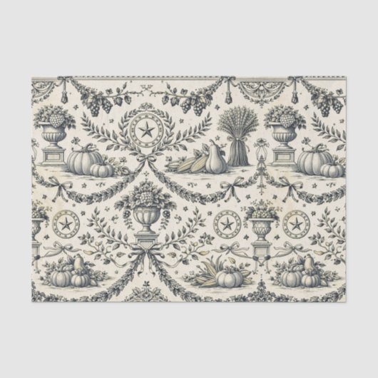 Koloniale Blaue Ernte-Toile Seidenpapier (Vorderseite)