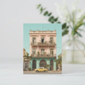 Koloniales Gebäude Gelbes Auto Havanna Kuba Postkarte (Stehend Vorderseite)