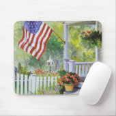 Koloniales Land Zuhause American Flag Front Porch Mousepad (Mit Mouse)