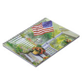 Koloniales Land Zuhause American Flag Front Porch Notizblock (Linke Seite)