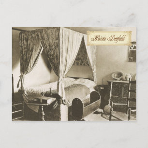 Koloniales Schlafzimmer in historischem Deerfield, Postkarte