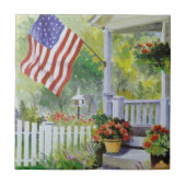 Kolonialstaat Zuhause American Flag Front Porch Fliese (Vorderseite)