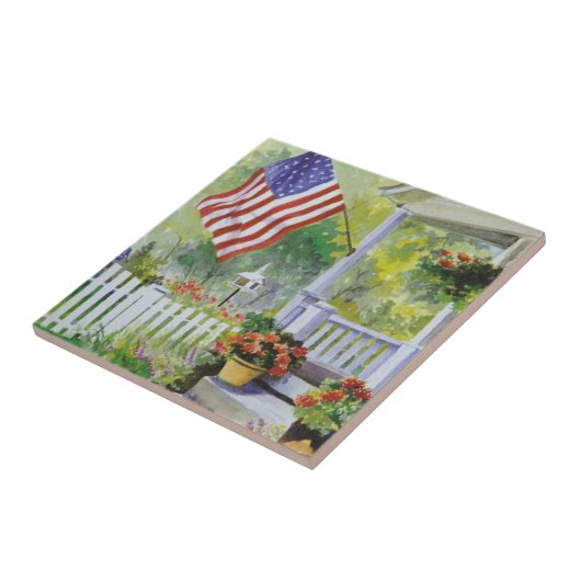 Kolonialstaat Zuhause American Flag Front Porch Fliese (Seite)