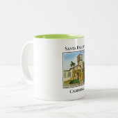 Kolonialturm, Uhrturm, Santa Barbara Zweifarbige Tasse (Vorderseite Links)