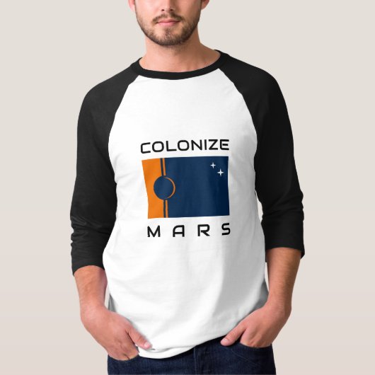 Kolonisieren von Mars T - Shirt mit der Marsflagge (Vorderseite)